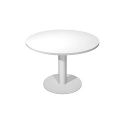 Tavolo riunione rotondo piano bianco Ø100xH.73 cm gamba sezione rotonda in metallo alluminio linea Flex PR10-B50/3