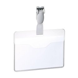 Portanomi con clip DURABLE EUROBADGE tasca aperta plastica trasparente inserto 60x90mm  conf. 25 - 814719