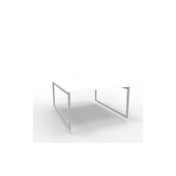 Bench piano bianco 140x160xH.75 cm gamba ad anello in acciaio argento linea Practika P2 Quadrifoglio - ECBEA14-BA-A