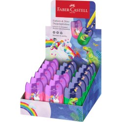 Espositore 18 temperamatite con serbatoio Faber-Castell fantasia dinosauro e unicorno - 183551
