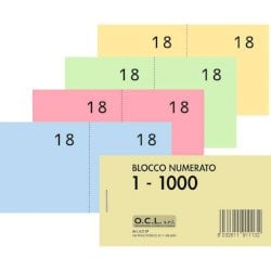 Blocchi lotteria Madre/Figlia O.C.L. - serie numerata da 1 a 1000 4 colori assortiti conf. 40 pz - 0213P