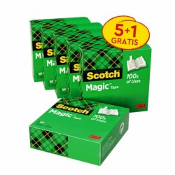 Nastro adesivo Scotch® Magic™ trasparente opaco 19 mm x 33 m Promo Pack 5+1 GRATIS - 7100054673