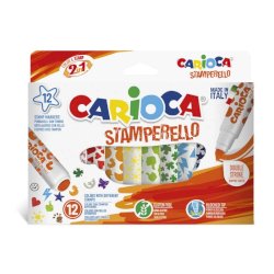 Pennarelli doppia punta Carioca Stamperello conf. da 12 colori assortiti 42240