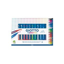 Pennarelli doppia punta acquerellabile Giotto TURBO PRO - conf. da 15 colori assortiti - F427800