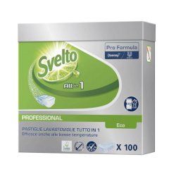 Detergente per lavastoviglie 3 in 1 Svelto ECO Professional Pro Formula bianco conf. 100 pastiglie - 100904028