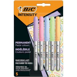 Pennarelli Indelebili BIC Intensity Marking - assortiti pastel - tratto 0,8 mm - conf. 5 pz - 999132