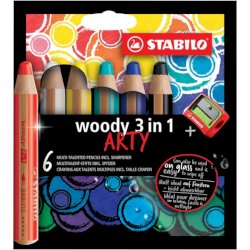 Matite colorate Stabilo Woody 3 in 1 punta larga conf. 6 pz Arty line colori assortiti - 880/6-1-20