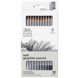 Scatola in metallo da 12 matite in grafite - durezze assortite Winsor&Newton nero - 0490007