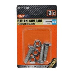 Bulloni con dadi Emi M8 x 30 mm - conf. 3 pezzi - 8101394