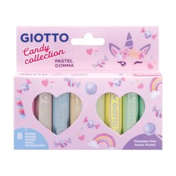 Gomme Giotto Pastel Candy Collection conf. 8 pezzi in astuccio appendibile colori assortiti - F232300