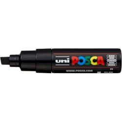 Marcatore a tempera POSCA Uni-Ball punta a scalpello 8 mm nero M PC8K N