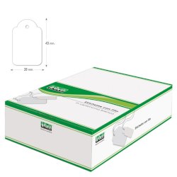 Etichette con filo in cartoncino bianco Lebez formato 28x43 mm - conf. 500 pezzi - A391