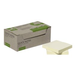 Foglietti riposizionabili riciclati Q-Connect gialli conf. 12 blocchetti da 100 fogli 76x76 mm - giallo - KF17321