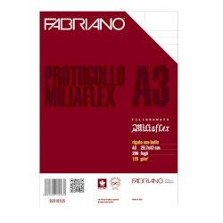 Fogli protocollo Fabriano Miliaflex A3 125 g/m² rigato uso bollo con margini - Conf. 200 fogli - 02310125