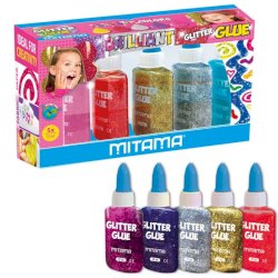 Colla Glitter Mitama Neon effetto rilievo formato 37,5 ml - colori assortiti - conf. 5  flaconcini - 62513