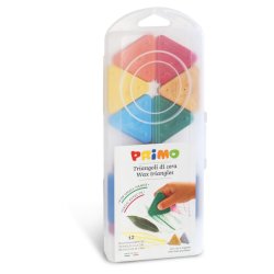Triangoli di cera Primo 5 mm colori assortiti - conf. 6 pezzi - scatola in PP - 073TRI12AP