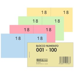 Blocchi lotteria Madre/Figlia O.C.L. - serie numerata da 1 a 100 - 4 colori assortiti - conf. 40 pz - 0212P