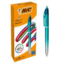 Penna a sfera a scatto BIC 4 Colours 1 mm in conf. 12 pezzi Smooth Gradient Verde Acqua - 524092