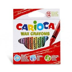 Pastelli a cera Carioca Wax Crayons punta 8 mm - conf.da 24 colori assortiti 42366