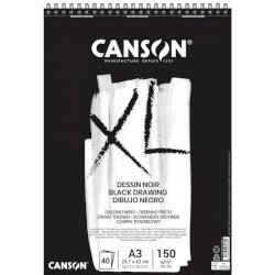 Blocco spiralato Canson Black XL 40 ff. - 150 g - A3 nero C400039087
