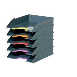 Vaschette portacorrispondenza Durable VARICOLOR® TRAY MIX SET A4 conf. 5 pezzi grigio antracite - 7705-57