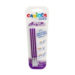 Refill penne cancellabili Carioca OOPS 0,7 mm in blister da 3 pz viola 43041/09