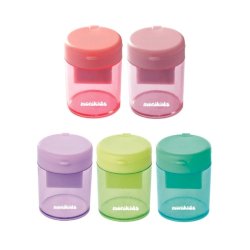 Temperamatite a 2 fori con serbatoio tondo Nikoffice colori pastello assortiti - 12NIK049