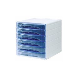 Cassettiera 6 cassetti ARDA OLIVIA polistirolo antiurto e atossico grigio/azzurro trasparente - TR13G6PBL