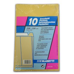 Busta Blasetti a sacco avana con soffietto e strip - conf. 10 pz - 230x330 mm - 579