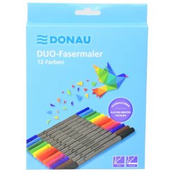 Penne Donau Duo Fiber doppia punta fine-larga in fibra - colori assortiti - conf. 12 pz - 322142