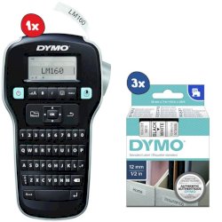 Etichettatrice portatile Dymo Label Manager 160 + 3 nastri D1 12 mm x 7 m nero/bianco - 2181011