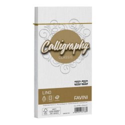 Busta Favini Lino Calligraphy 120 g - formato 11x22 cm - conf. 25 pz - colore bianco - A570514