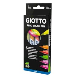 Pennarelli acquerellabili con punta a pennello Giotto Turbo Soft Brush in conf. 6 colori assortiti Fluo - F427200