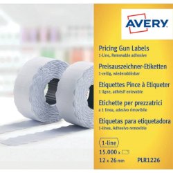 Etichette removibili per prezzatrici 1 linea Avery 12x26 mm bianco - Conf. 10 rotoli da 1500 etichette - PLR1226