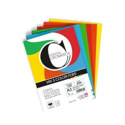 Carta colorata Deco Cromatica colori forti formato A3 100 ff - 5 colori assortiti 200 gr - 12311/100