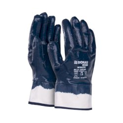 Guanti da lavoro Donau Safety in cotone rivestiti di nitrile blu Tg. 10 - conf. 12 pz - 32051631-10