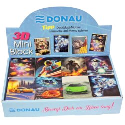 Espositore 80 mini blocchi spiralati Donau - 40 ff da 70 g/m² - 6,4x8,25 cm fantasie assortitie - 330441980