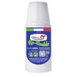 Bicchiere bianco in polistirene Dopla 230 ml - conf. da 30 pezzi - 22611