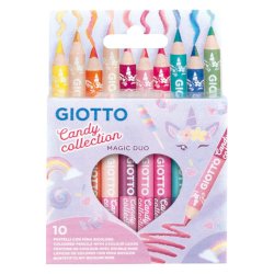 Matite colorate con punta bicolore Giotto Magic Duo Candy Collection conf. 10 pezzi in astuccio colori pastello
