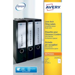 Etichette bianche per raccoglitori Avery Ultragrip™ 60x200 mm - 4 et/foglio - stampanti laser - Conf 25 fogli L7171-25