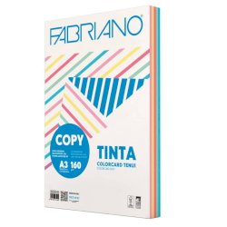 Carta Copy Tinta Colorcart Fabriano 5 colori tenui 100 ff - formato Fabriano A3 - 160 g - 62516042