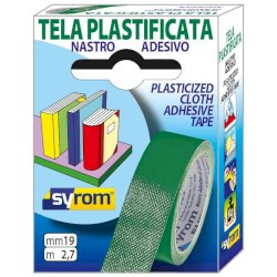 Nastro adesivo in tela Tes 702 SYROM formato 19 mm x 2,7 m - materiale tela plastificata verde - 7567