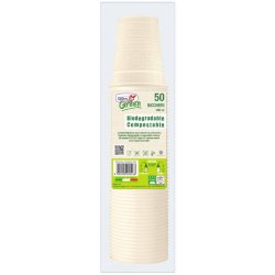 Bicchieri biodegradabili e compostabili Dopla Green avorio 200 ml - conf. 50 pz - 48026