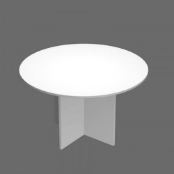 Tavolo riunione rotondo bianco Ø120xH.72 cm gamba a pannello in melaminico in tinta linea Presto 60121/3