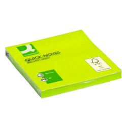 Foglietti riposizionabili Q-Connect 70 g/m² verde neon 76x76 mm 6 blocchetti da 80 ff - KF10515