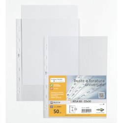 Buste in PP buccia Sei Rota Atla 60 - basso spessore trasparente 22x30 cm - conf. 50 buste - 662208
