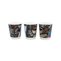 Bicchiere in cartoncino a doppia camera Le Nappage per bevande calde con scritta conf. 25 pz 18 cl - 61182