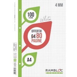 Ricambi per quaderni ad anelli Rambloc - A4 - 100 g/m&sup2; - 32+8 ff - 4M - 90524318