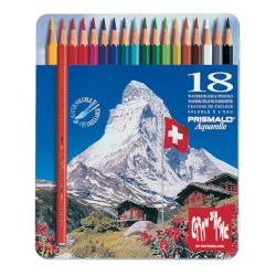 Matite colorate acquerellabili Carand'Ache Prismalo scatola di metallo 18 colori assortiti - 999318