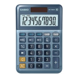 Calcolatrice da tavolo Casio MS-100EM-W-EP - blu - solare e batteria display 10 cifre